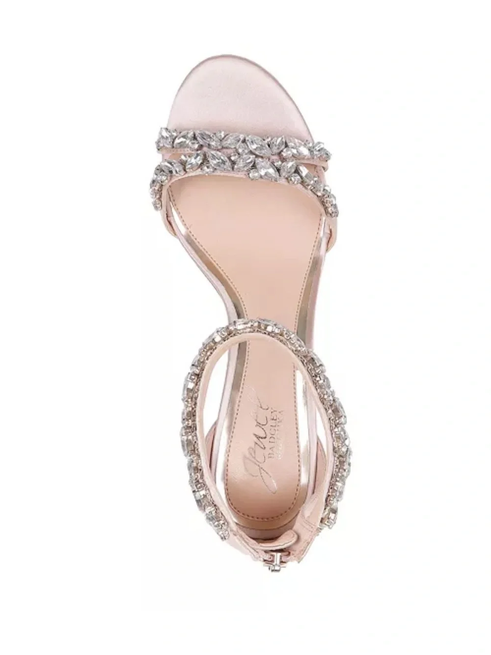 Badgley Mischka Jewel ivory gold jeweled Ankle-Strap Sandal kitten heel EUC new?